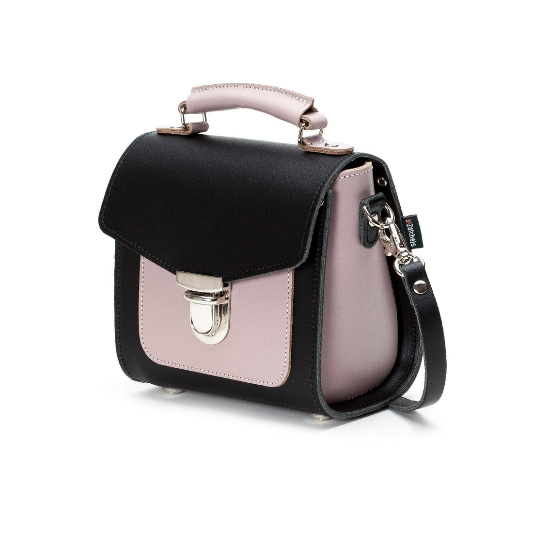 Handmade Leather Sugarcube Handbag - Rose Truffle-3