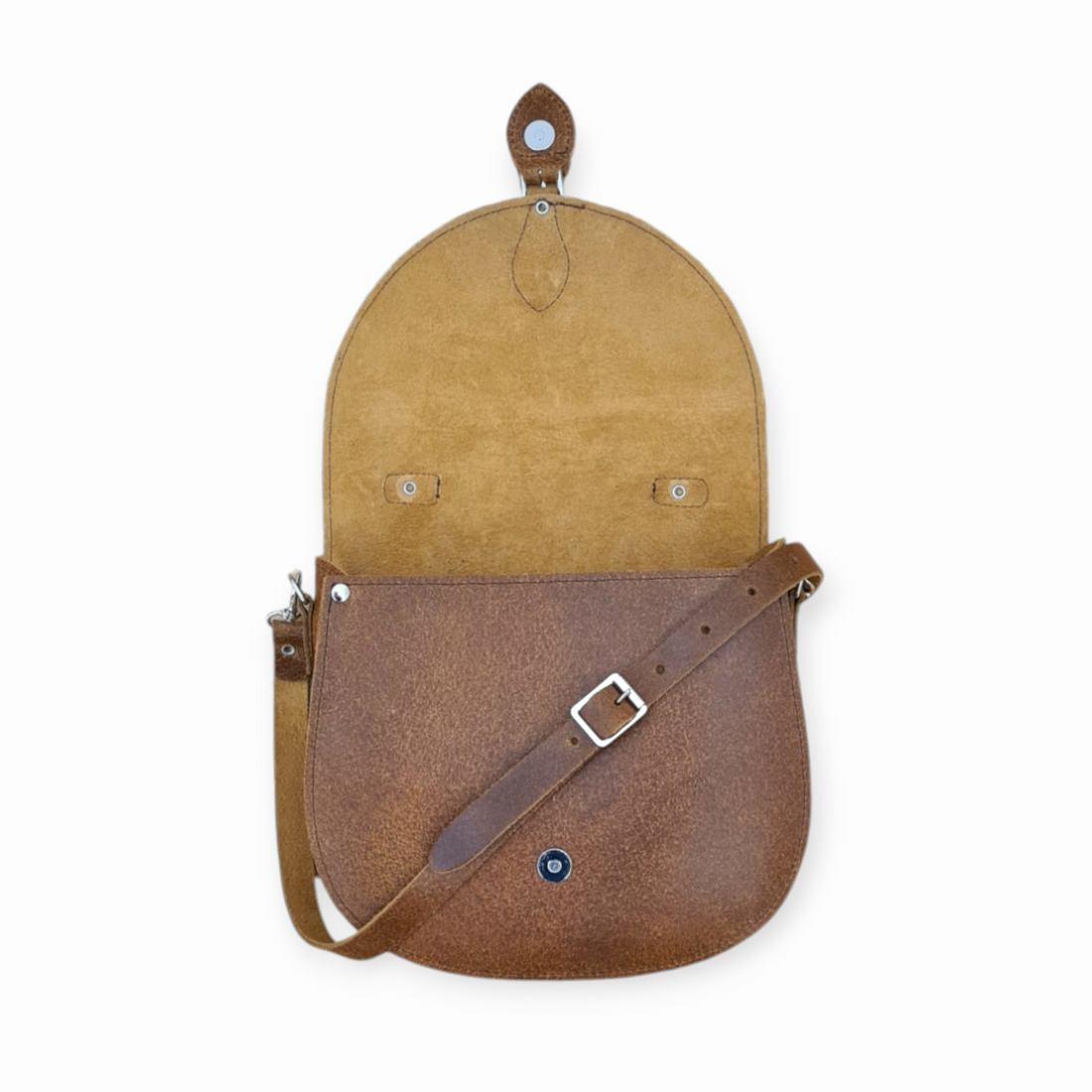 Handmade Tannery Leather Saddle Bag - Tan-2