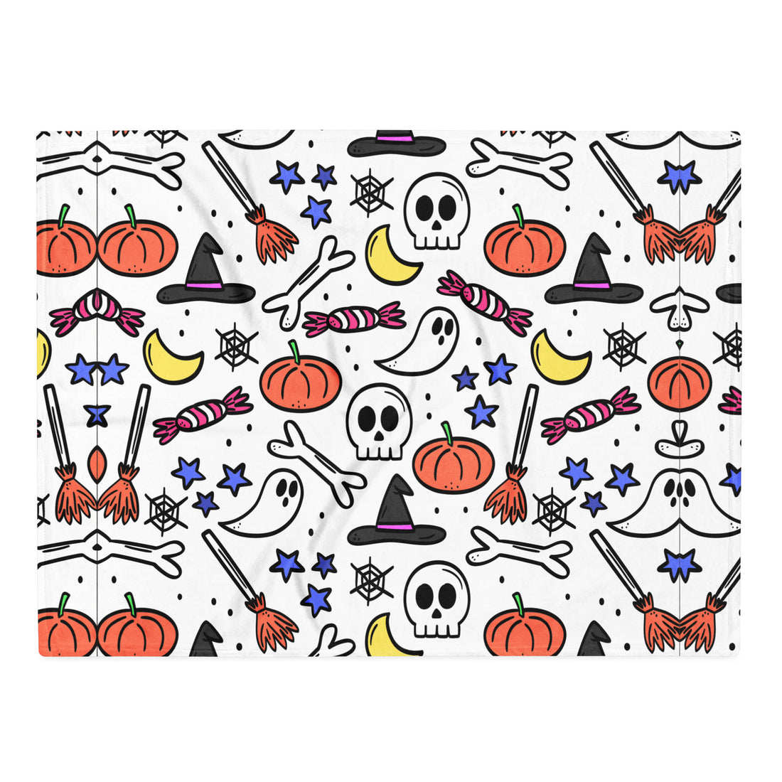 White Holiday Icon Halloween Throw Blanket