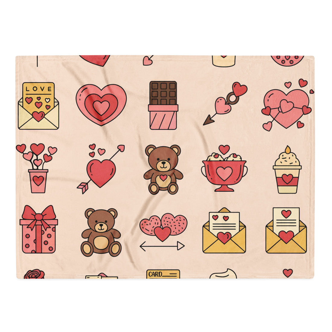 Pink Romantic Icon Fleece Valentines Blanket
