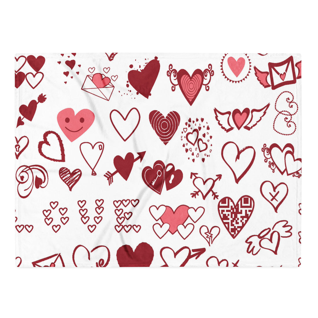 White Hearts Fleece Valentine Blankets