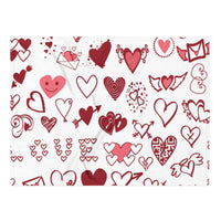 White Hearts Fleece Valentine Blankets