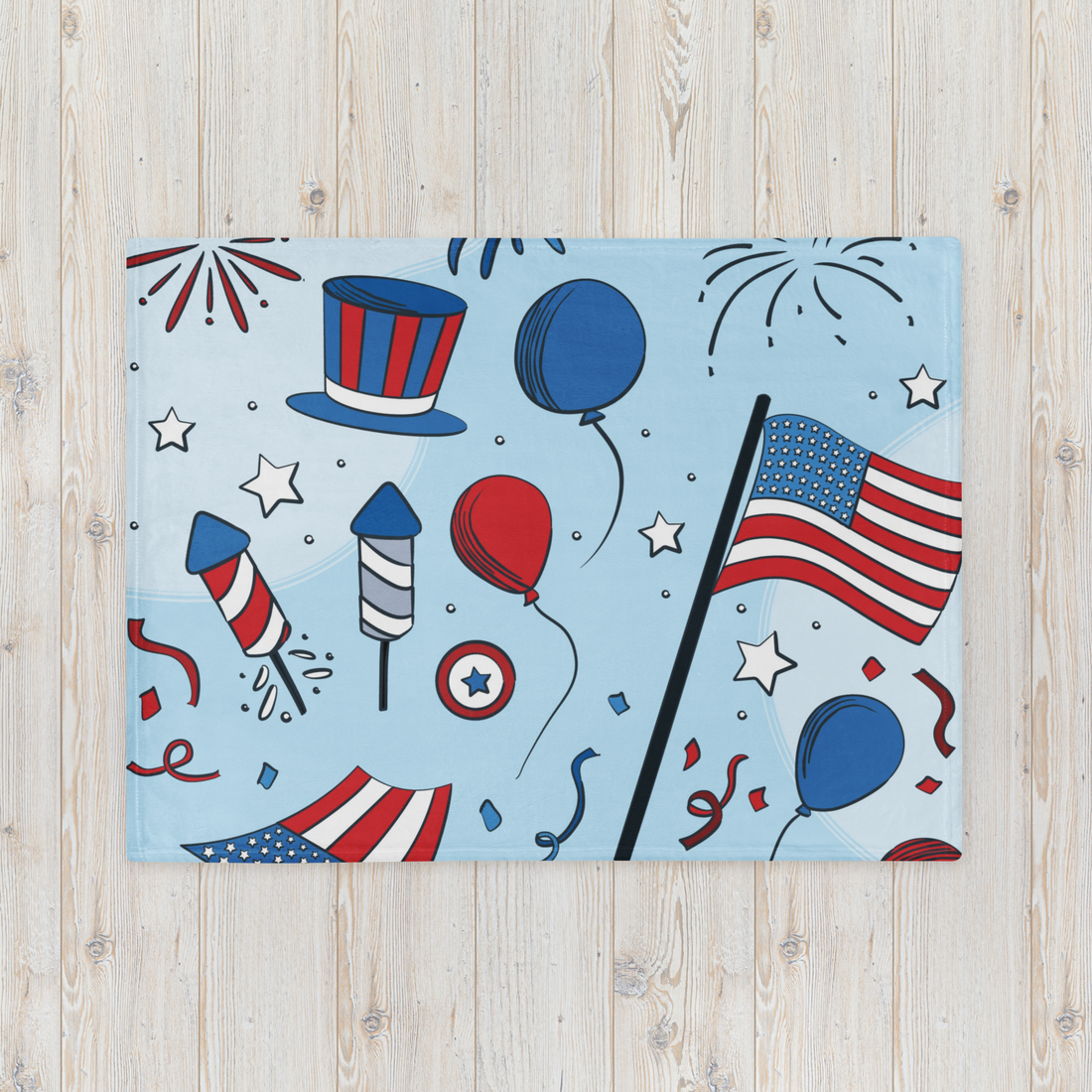 4th of July Patriotic Red White and Blue Blanket