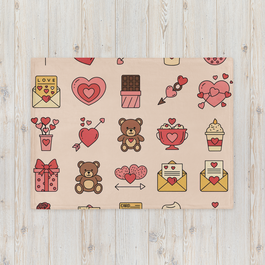 Pink Romantic Icon Fleece Valentines Blanket
