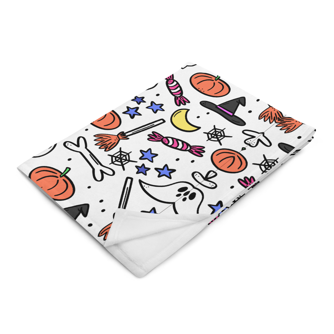 White Holiday Icon Halloween Throw Blanket
