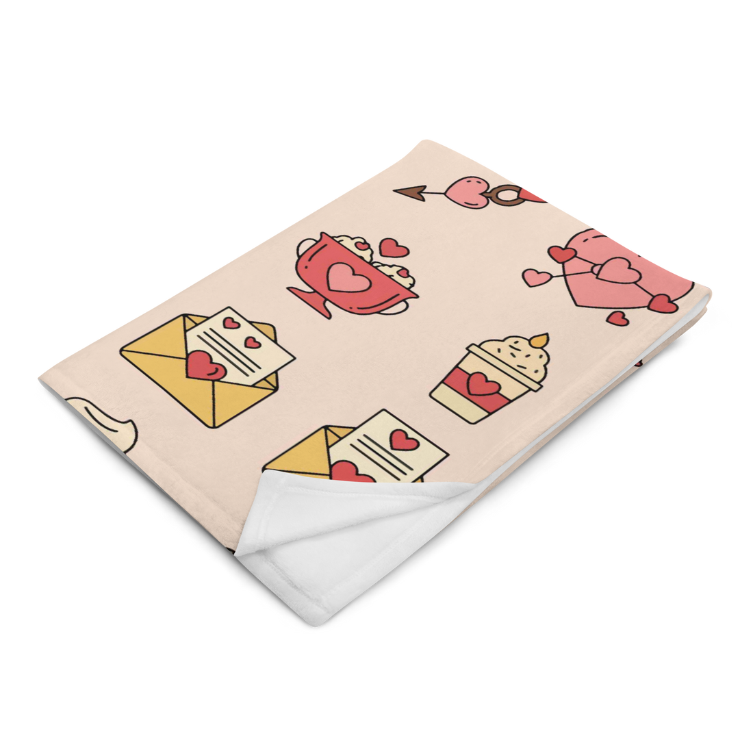 Pink Romantic Icon Fleece Valentines Blanket