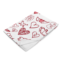 White Hearts Fleece Valentine Blankets