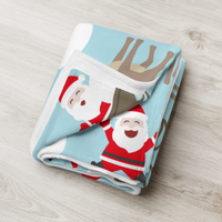 Blue Santa Claus Fleece Christmas Blanket