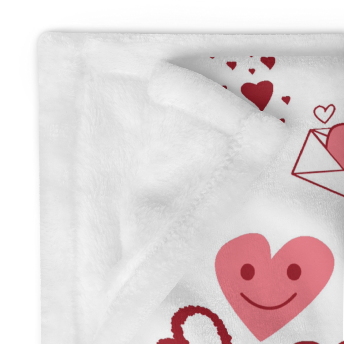 White Hearts Fleece Valentine Blankets