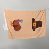 Orange Turkey Thanksgiving Blanket Fleece