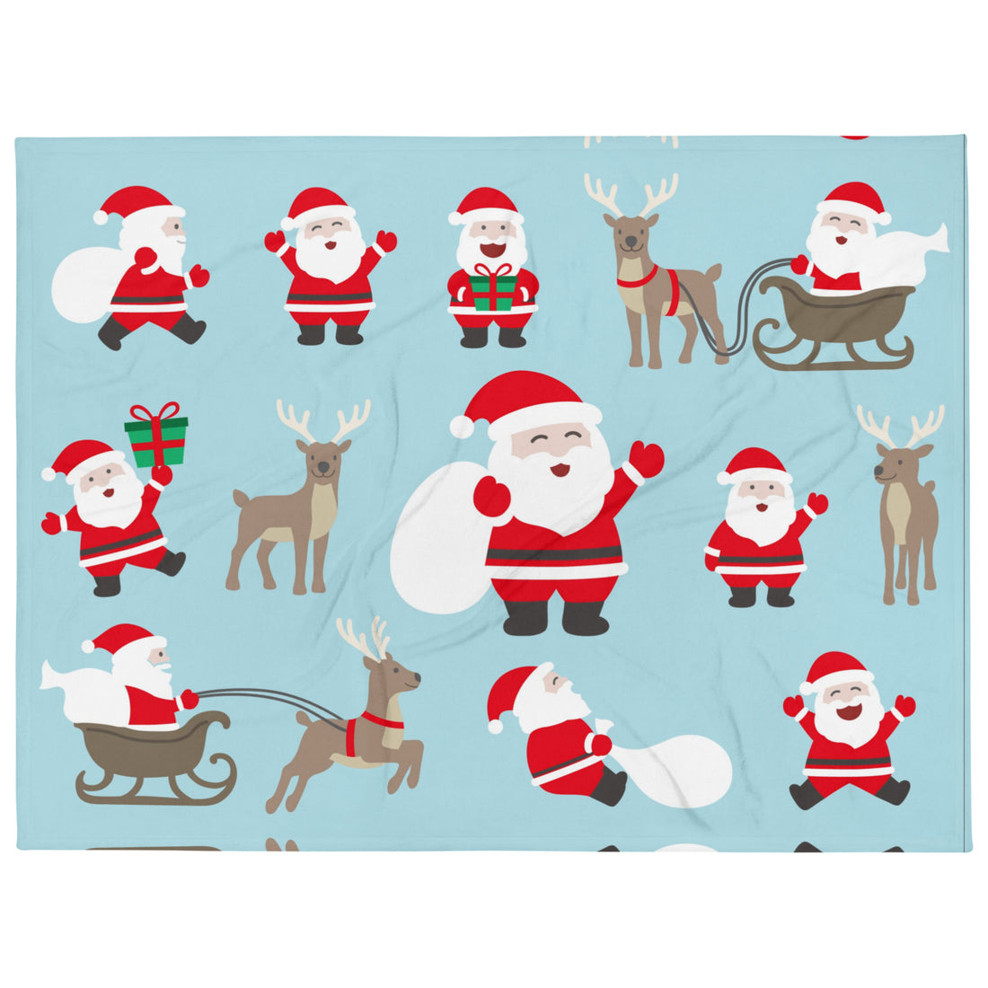Blue Santa Claus Fleece Christmas Blanket