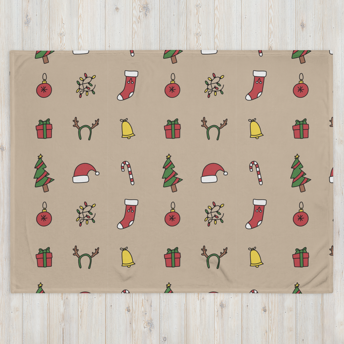 Light Brown Holiday Christmas Throw Blanket
