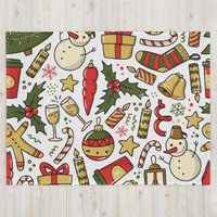 White Snowman Fluffy Christmas Blanket