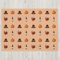 Orange Turkey Thanksgiving Blanket Fleece