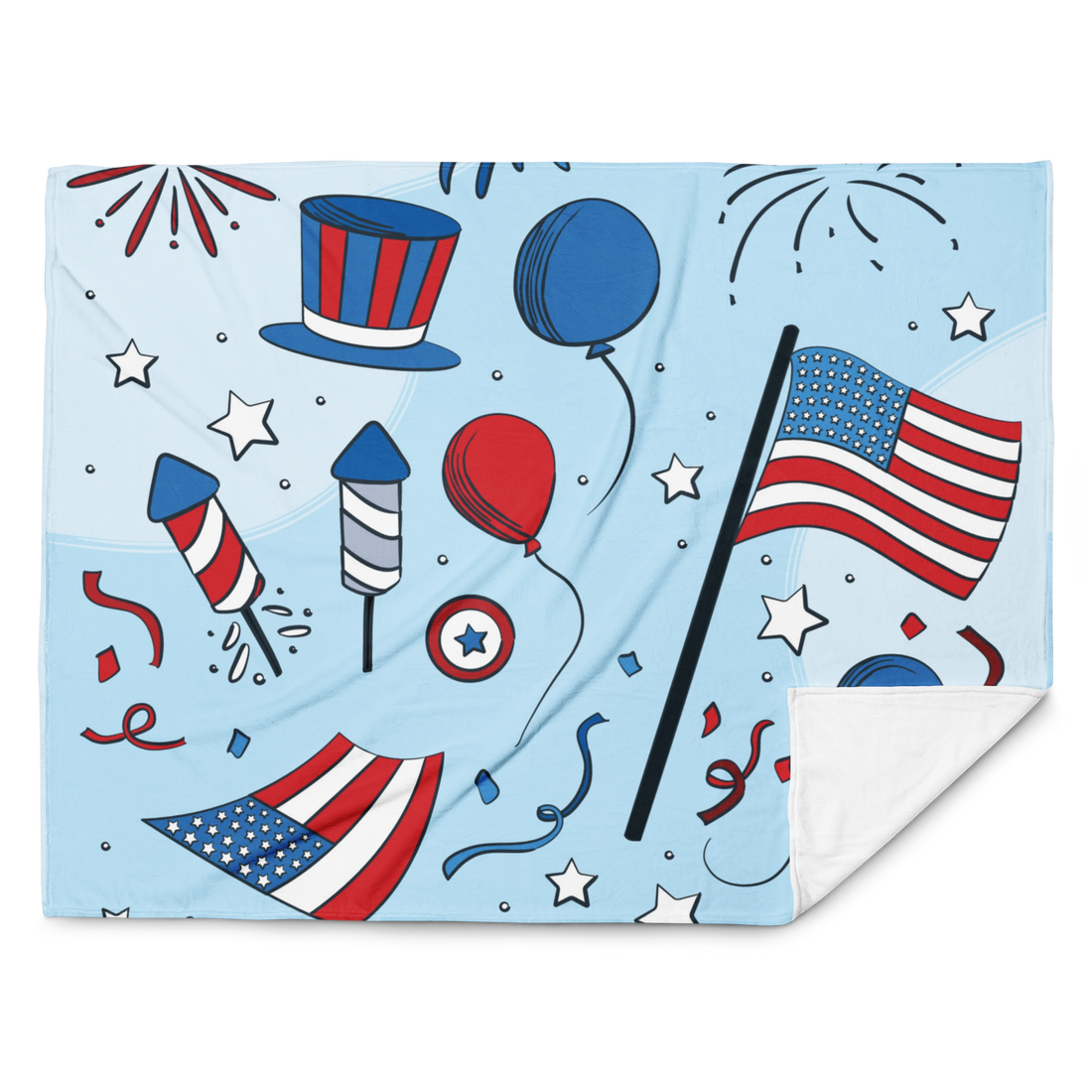 4th of July Patriotic Red White and Blue Blanket