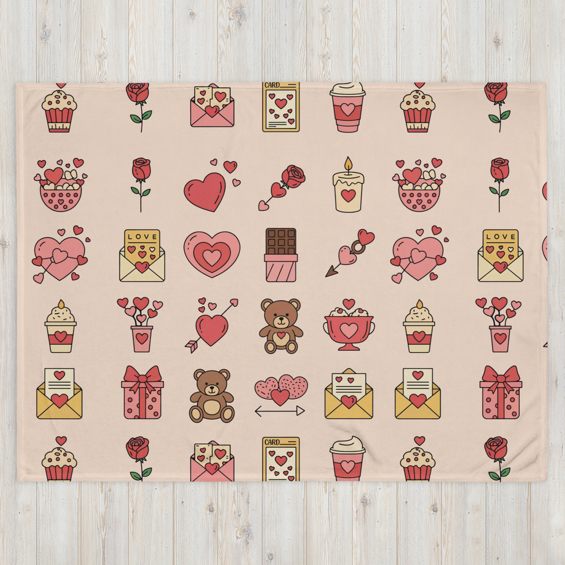 Pink Romantic Icon Fleece Valentines Blanket