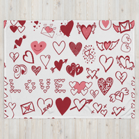 White Hearts Fleece Valentine Blankets