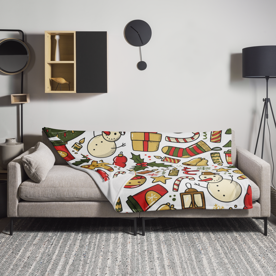 White Snowman Fluffy Christmas Blanket