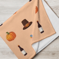 Orange Turkey Thanksgiving Blanket Fleece