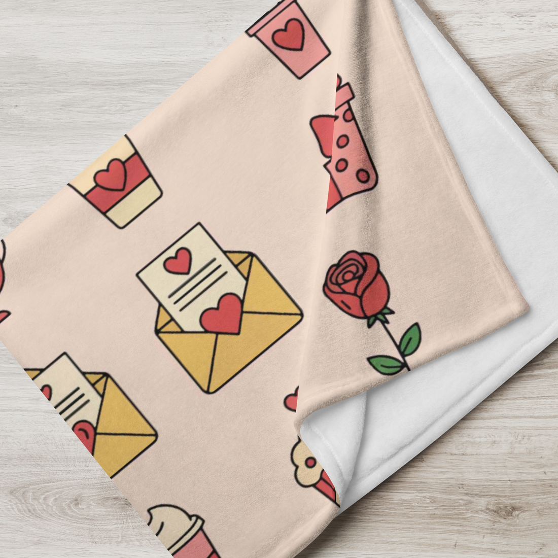 Pink Romantic Icon Fleece Valentines Blanket