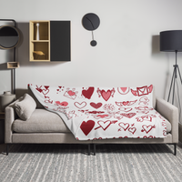 White Hearts Fleece Valentine Blankets