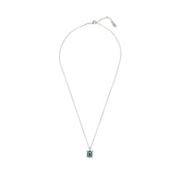 Silver turtle charm pendant on thin chain with blue enamel shell