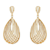 Gold teardrop earrings with pavé-set openwork drop design