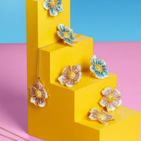 Pansy Flower Pink Necklace Gold-3