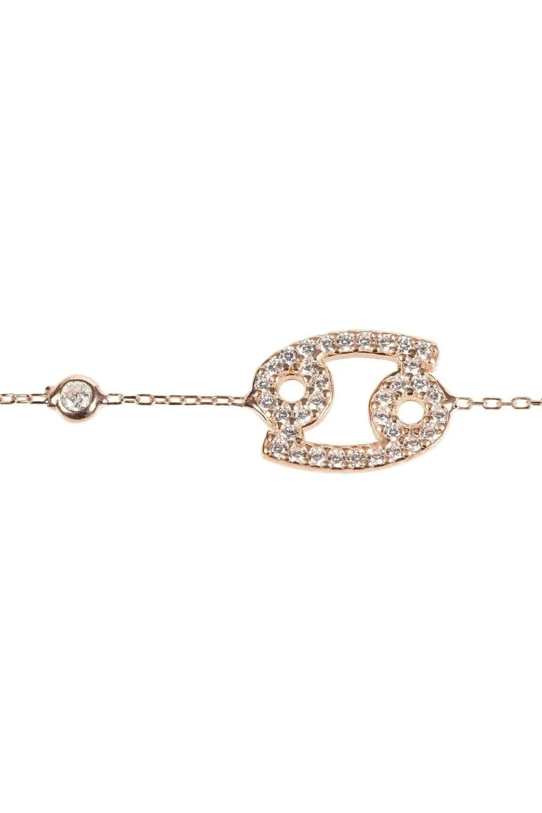 Cancer zodiac bracelet in rose-gold tone with crystal-studded crab face charm