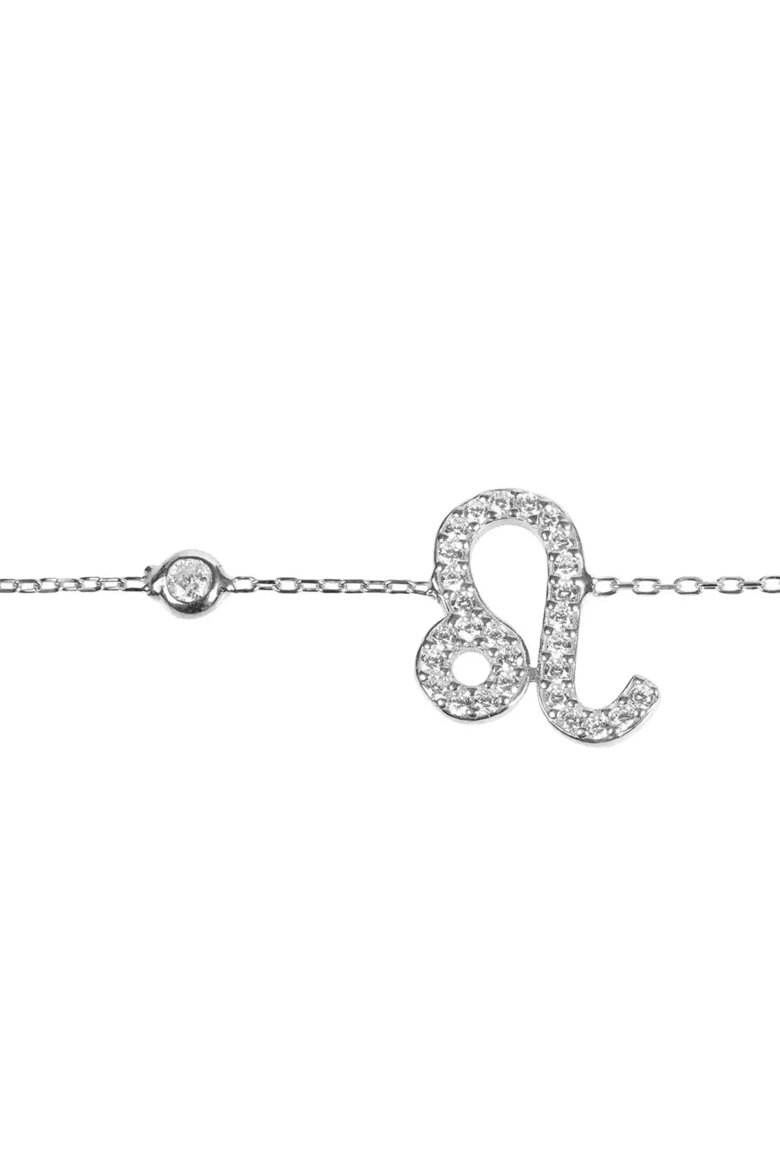 Silver Leo zodiac charm bracelet with sparkling ♌ charm detail