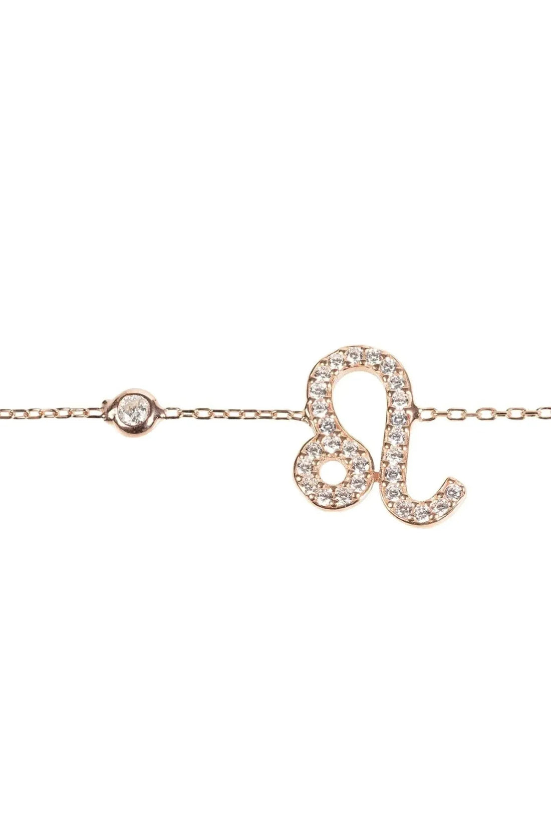 Rose gold Leo zodiac charm bracelet with sparkling ♌ charm detail