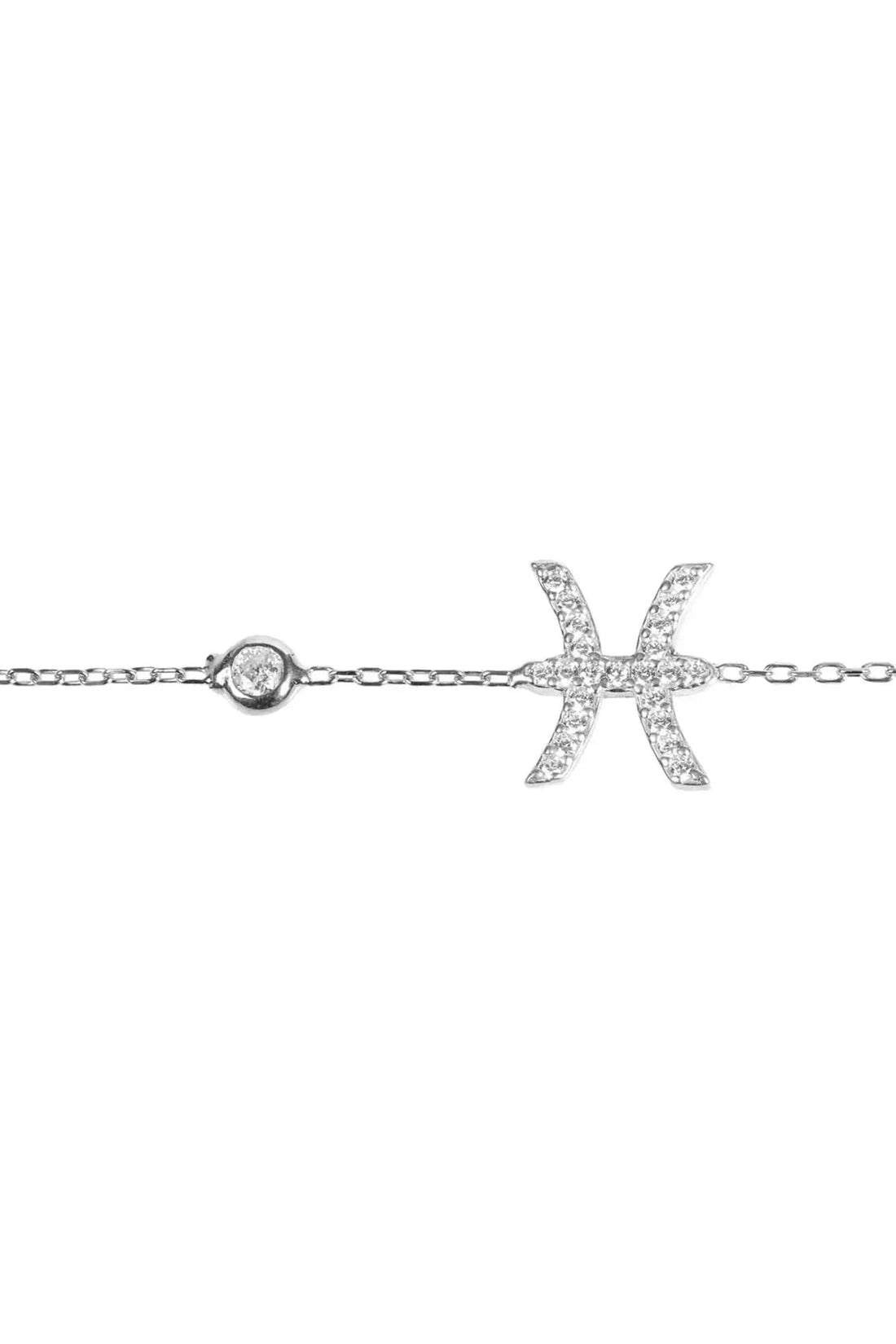 Pisces zodiac silver bracelet with starfish charm and round bead detail