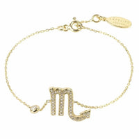 Scorpio zodiac star sign bracelet with gold-tone chain and rhinestone scorpion charm