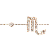 Rose-gold tone Scorpio zodiac bracelet with rhinestone scorpion charm and cable chain