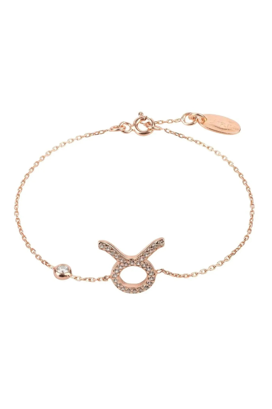 Gold-tone Taurus zodiac charm bracelet with chain, round bead, and star sign symbol
