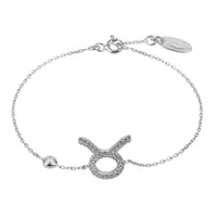 Silver-tone Taurus zodiac charm bracelet with chain and star sign pendant