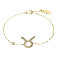 Gold-tone Taurus zodiac bracelet with chain and star sign pendant at center
