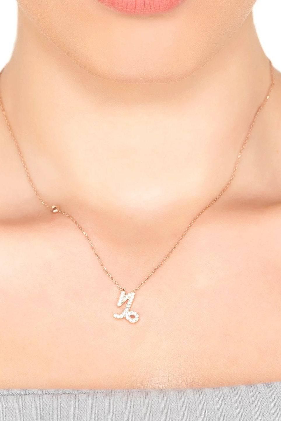Zodiac Star Sign Pendant Necklace Silver Capricorn-1