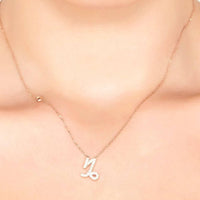 Zodiac Star Sign Pendant Necklace Silver Capricorn-1