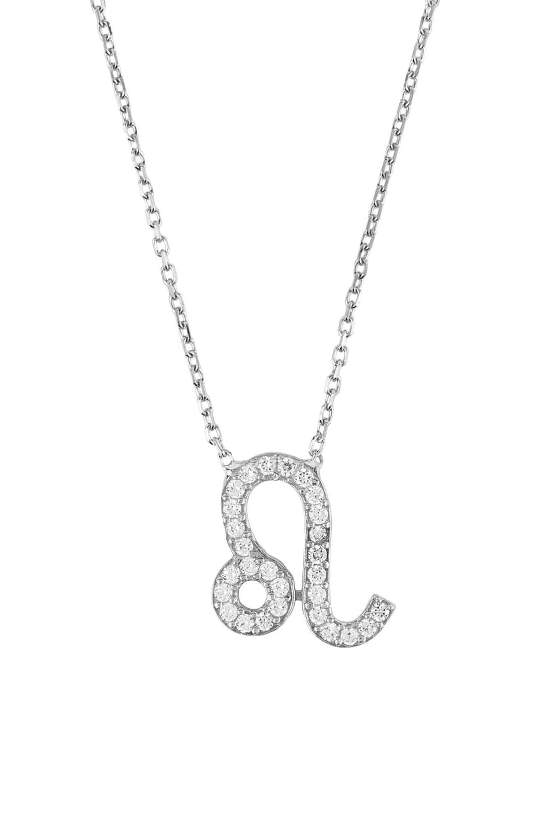 Silver zodiac pendant necklace with sparkling Leo star sign charm and chain