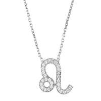 Silver zodiac pendant necklace with sparkling Leo star sign charm and chain