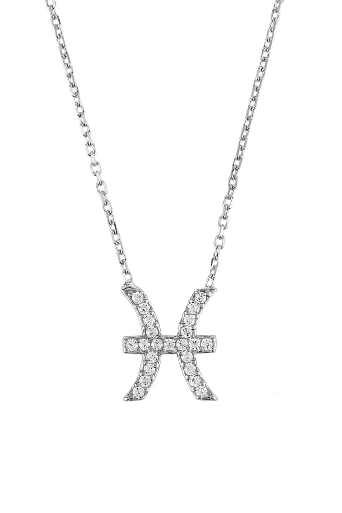 Silver Pisces zodiac star sign pendant necklace with thin chain