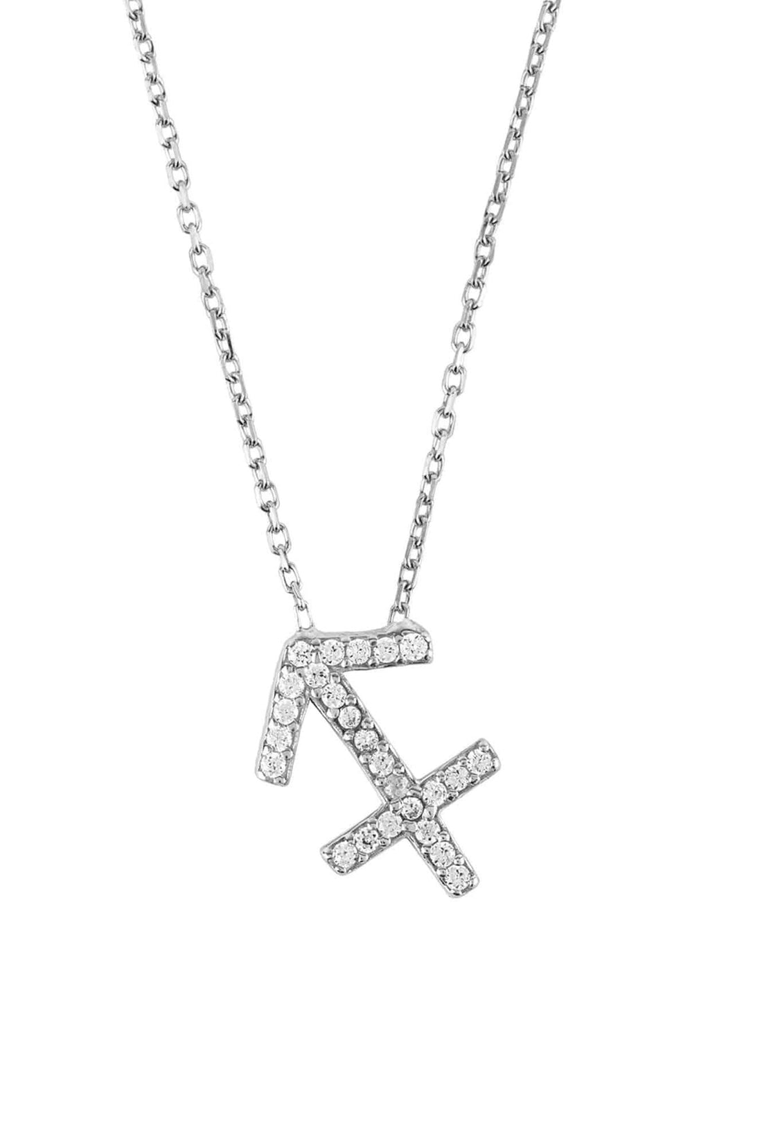 Silver zodiac star sign pendant necklace with Sagittarius symbol charm