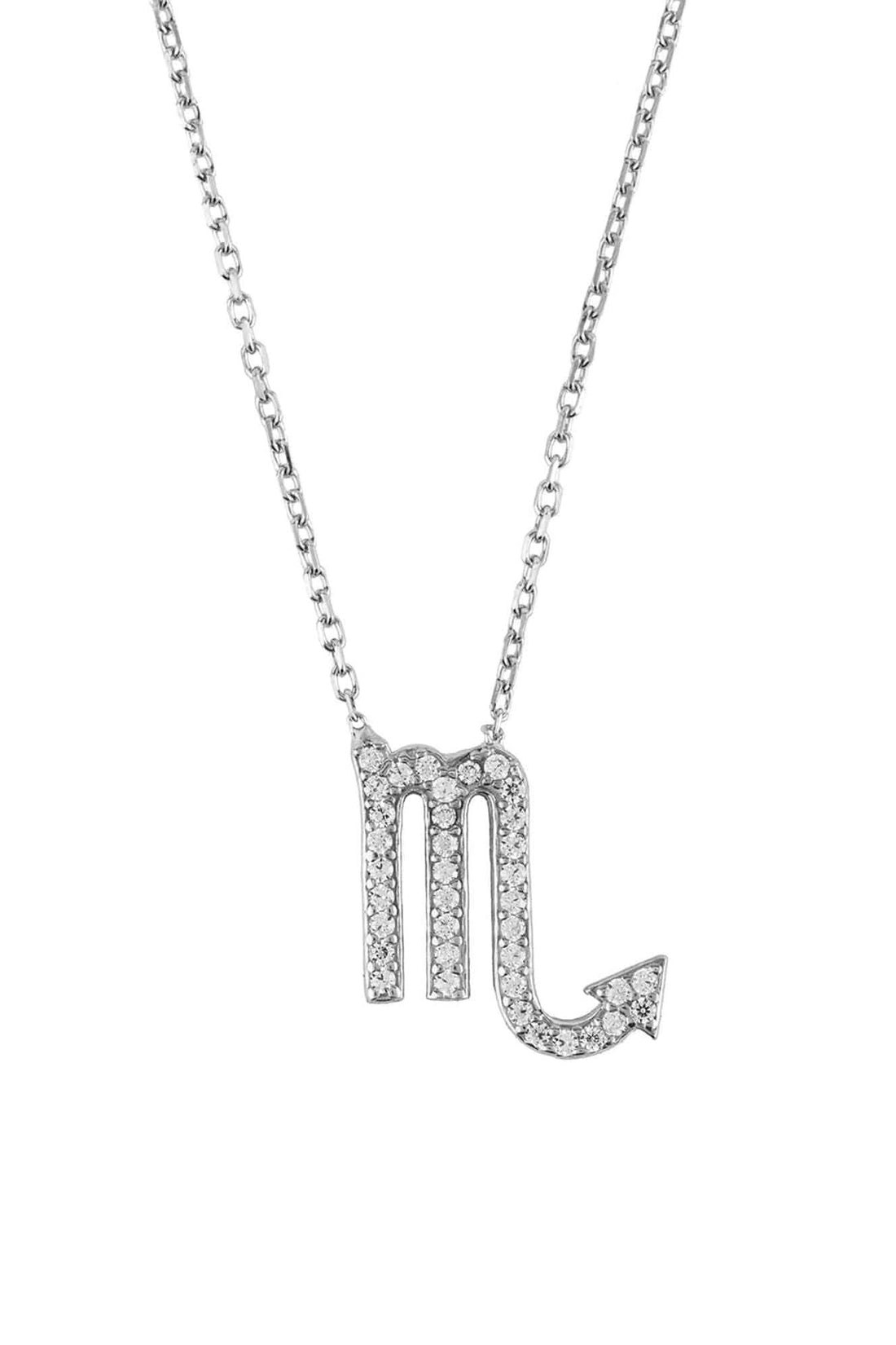 Zodiac Star Sign Pendant Necklace Silver Scorpio-0