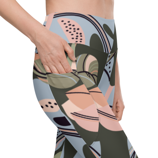 Pastel Green Pink Gym Yoga Leggings with pockets