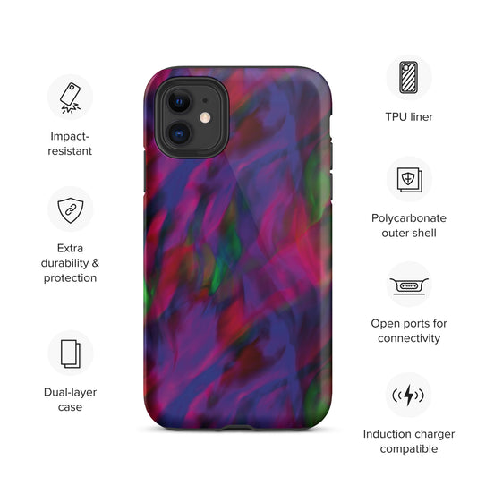 Abstract Purple Paint Print Multi Color Unique Tough iPhone Case | Cute iPhone Case | Shockproof Phone Case