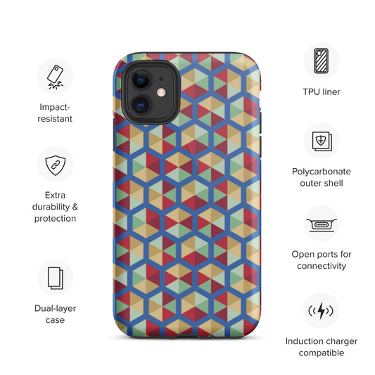 Red Green Abstract Print Multi Color Unique Tough iPhone Case | Cute iPhone Case | Shockproof Phone Case Active