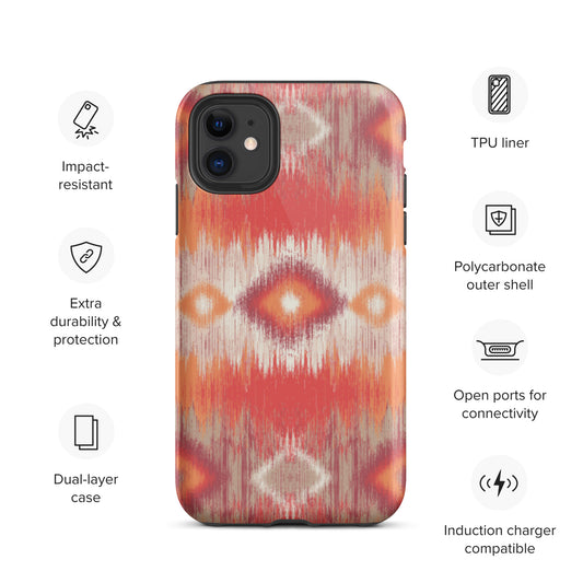 Orange Red Flame Abstract Print Multi Color Unique Tough iPhone Case | Cute iPhone Case | Shockproof Phone Case Active