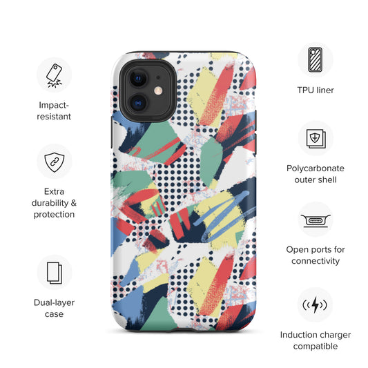 Art Multi Color Abstract Print Multi Color Unique Tough iPhone Case | Cute iPhone Case | Shockproof Phone Case Active