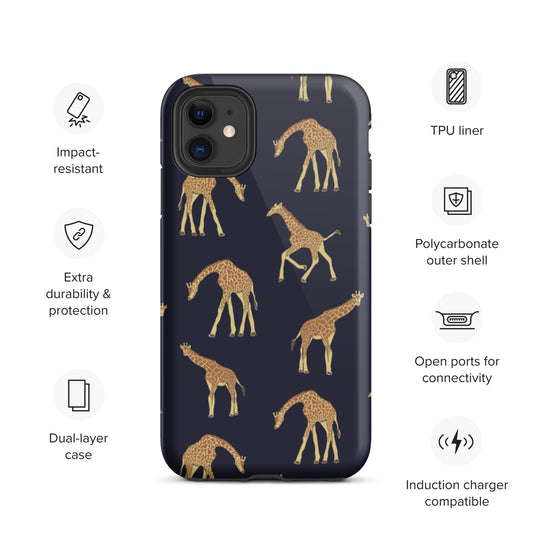 Giraffe Black Print Unique Tough iPhone Case | Cute iPhone Case | Shockproof Phone Case